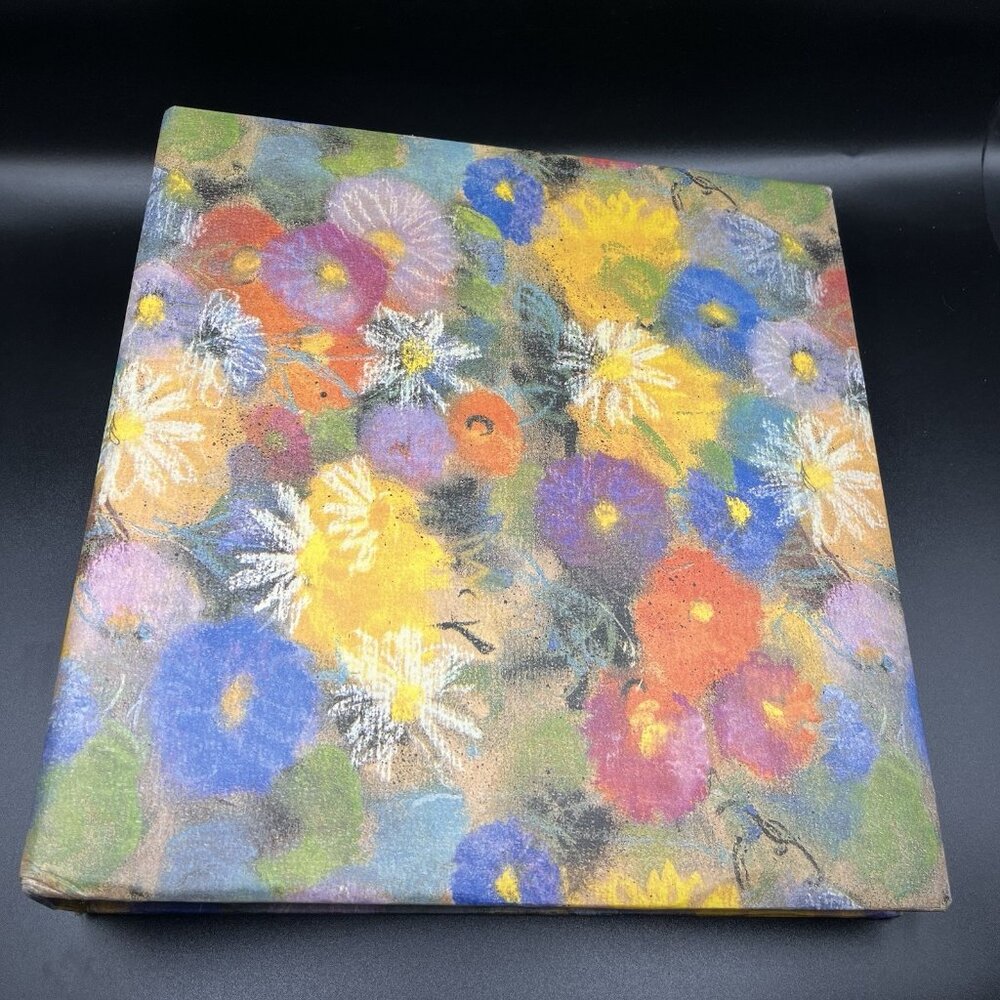 Vintage Impressionist Floral Scrapbook Album Colorful Retro Flower Power Photo